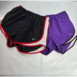 Nike Dri-FIT Tempo Running Shorts Bundle Womens Medium Black Purple 2 Pairs flaw
